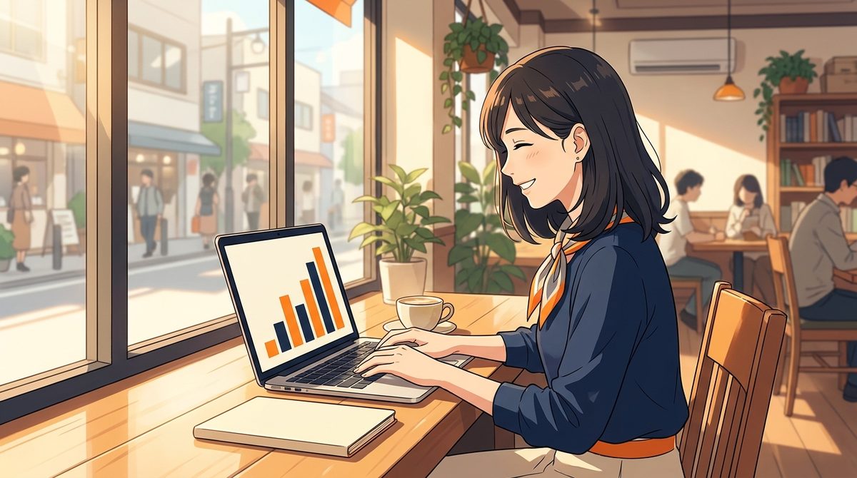 自宅でブログを書くイラスト